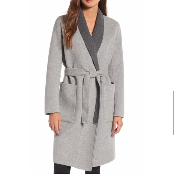 SOLD 💕 Soia & Kyo isadora grey lapel long belted wrap coat maxi duo tone 2 smal - Picture 7 of 9